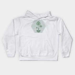 Green Monstera line Kids Hoodie